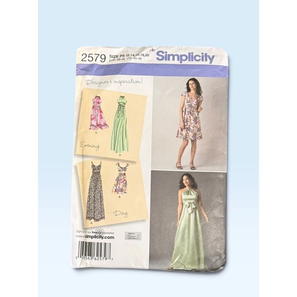Simplicity 2579 Sewing Pattern Sundress Multi-Size 12 14 16 20 Halter Maxi Uncut
